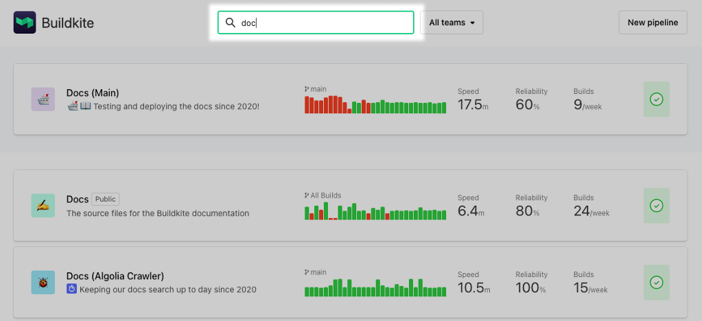 Screenshot of the filtering text input field